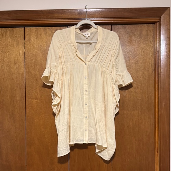 BiBi Yellow Oversized Blouse with Notched Collar - Picture 1 of 4